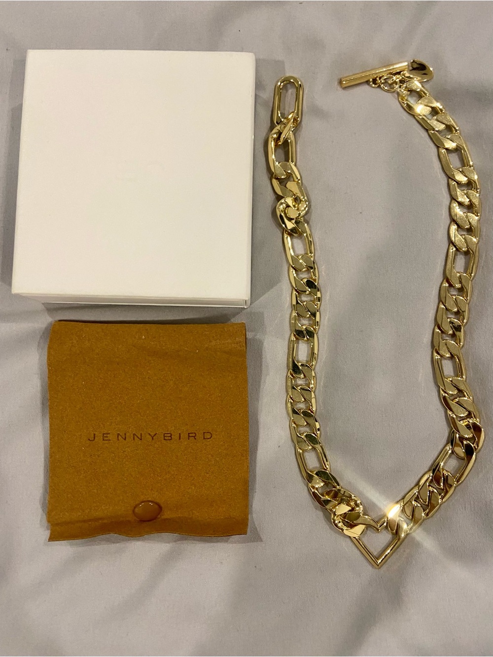 Jenny Bird Gold Figaro V-Link Chain Necklace - Shiny Gold